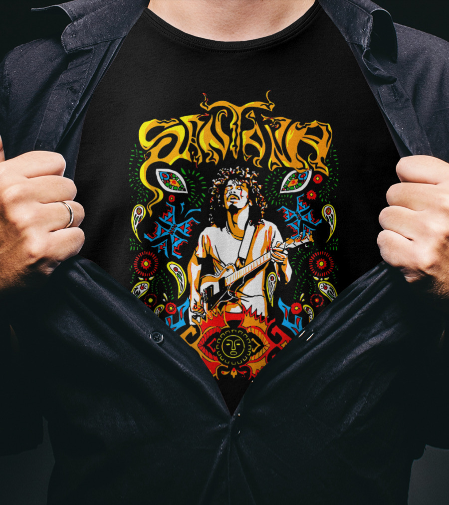 Santana Make Somebody Happy Perfect Psychedelic Guitar T-Shirt