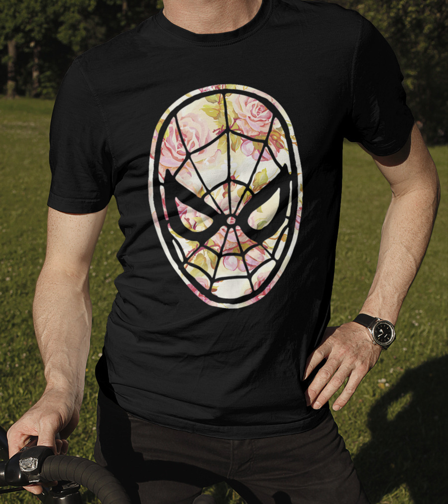 Marvel Spider Man Mask Floral Fill Floral T-Shirt