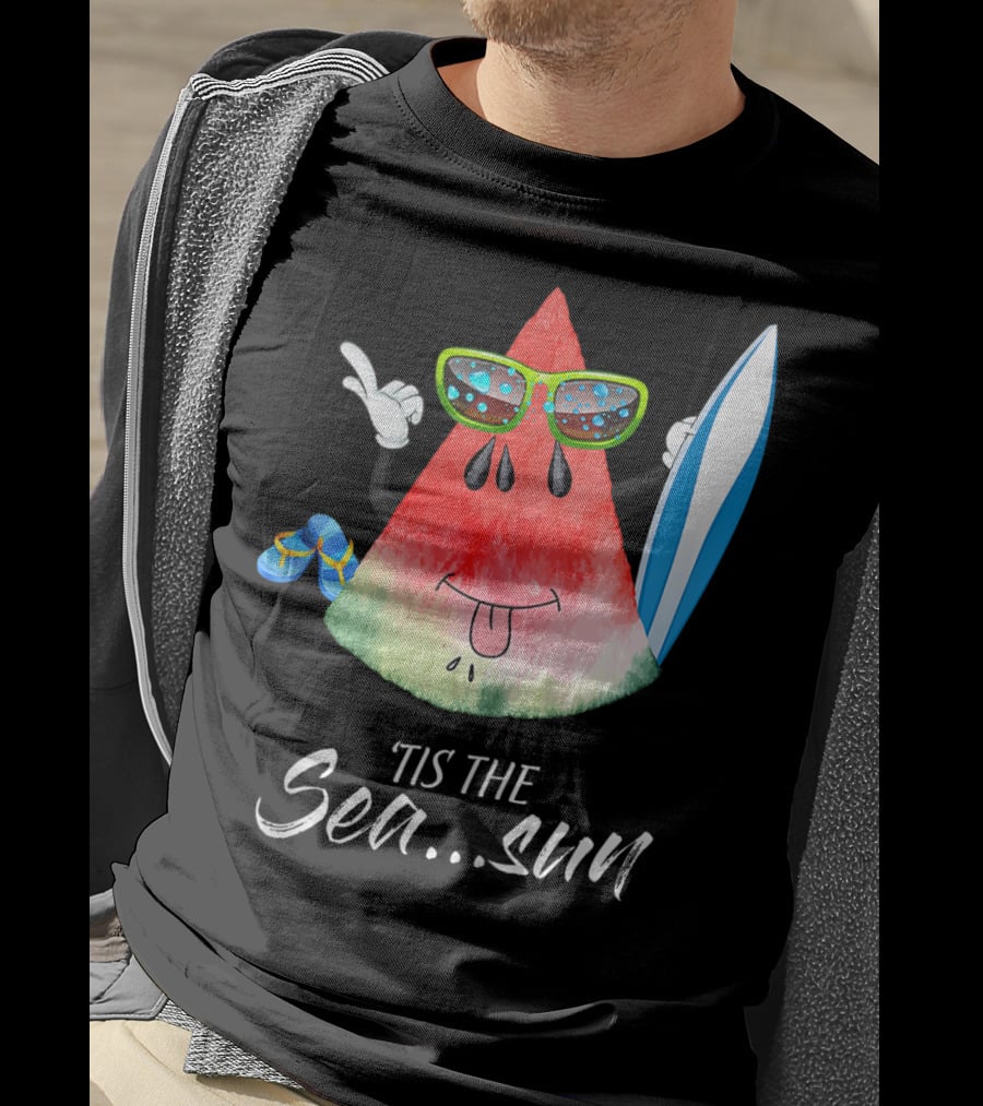 Tis The Sea Sun Melon Christmas Tree Summer Fun T-Shirt