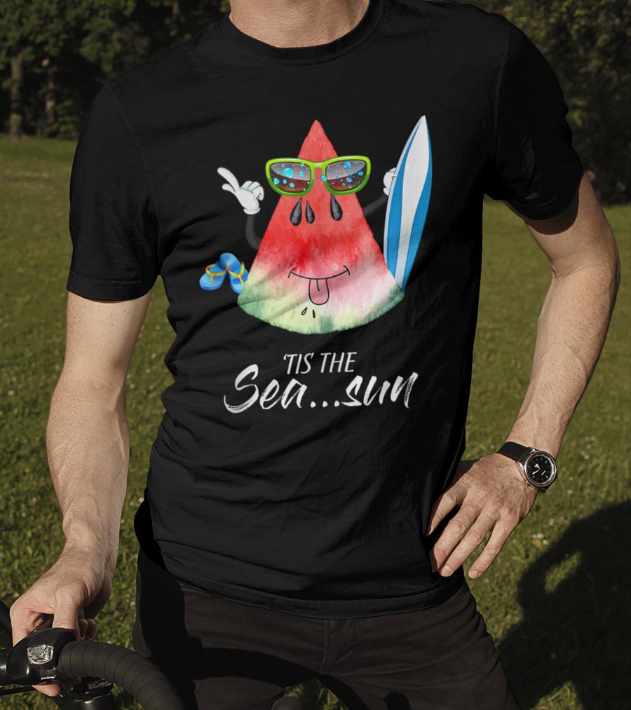 Tis The Sea Sun Melon Christmas Tree Summer Fun T-Shirt