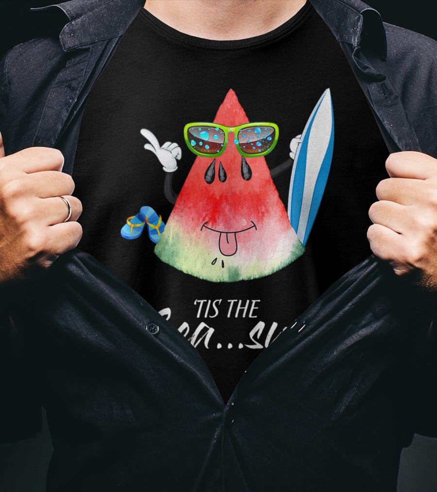 Tis The Sea Sun Melon Christmas Tree Summer Fun T-Shirt