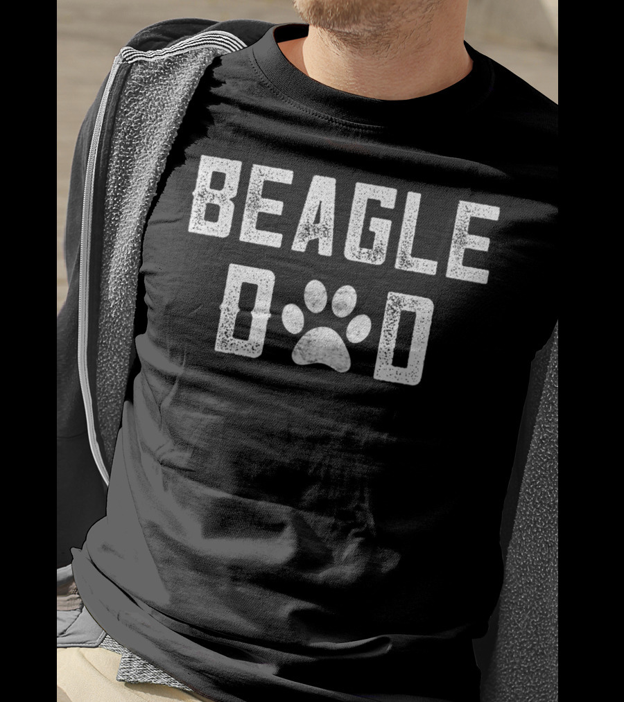 Beagle Dad Dog Dad Beagle Lover Paw Prints T-Shirt