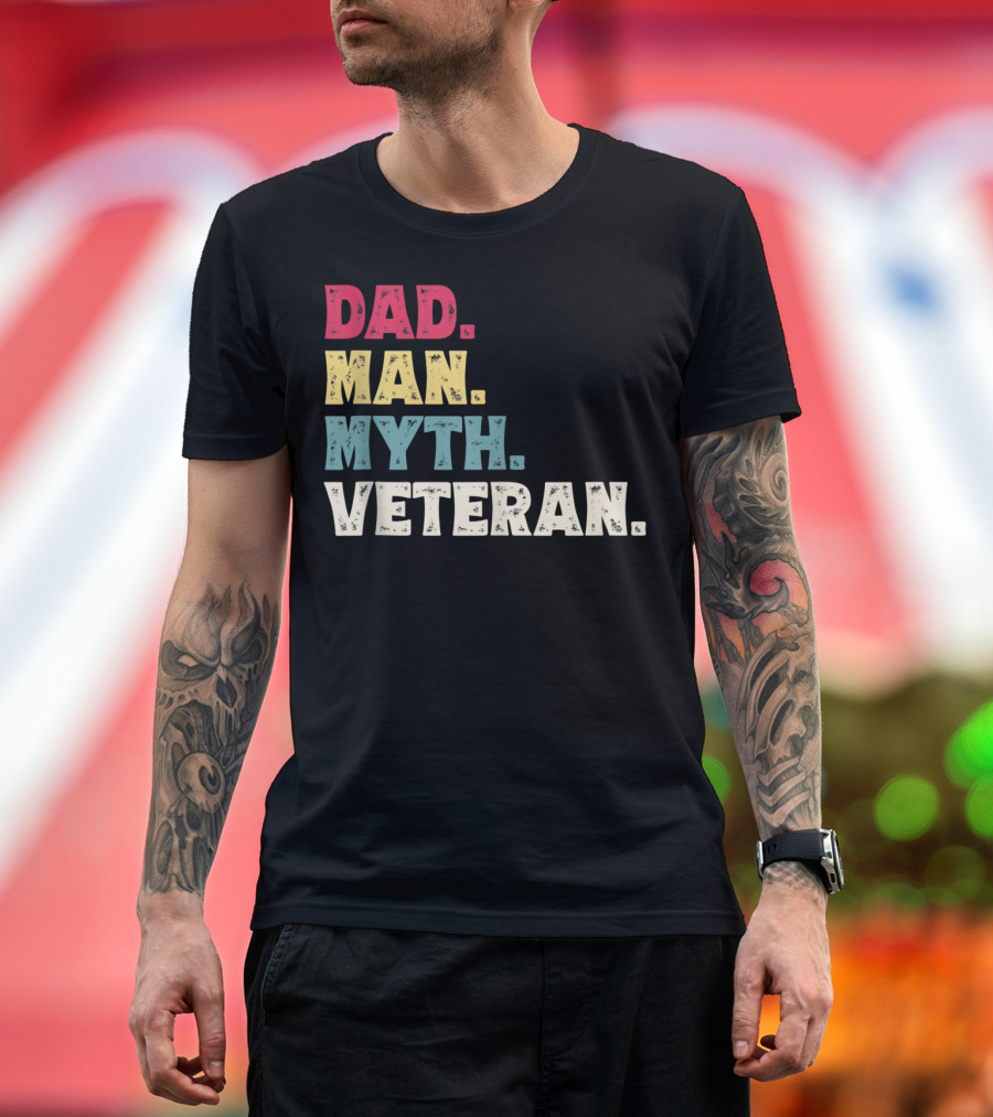 Dad Man Myth Veteran Father's Day Vinta T-Shirt