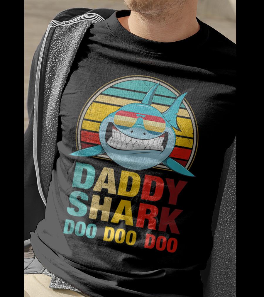 Daddy Shark Doo Doo Doo Mens Vintage T-Shirt