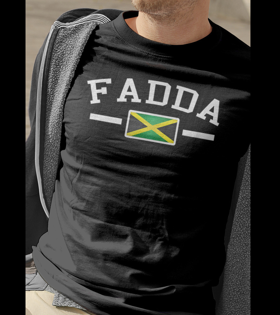Fadda Jamaican Dad With Flag Mens Funny Dad T-Shirt