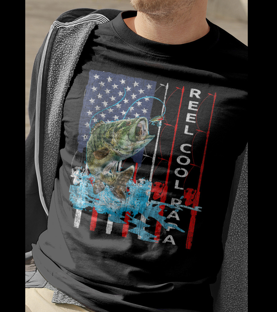 Reel Cool Papa American Flag Fish T-Shirt