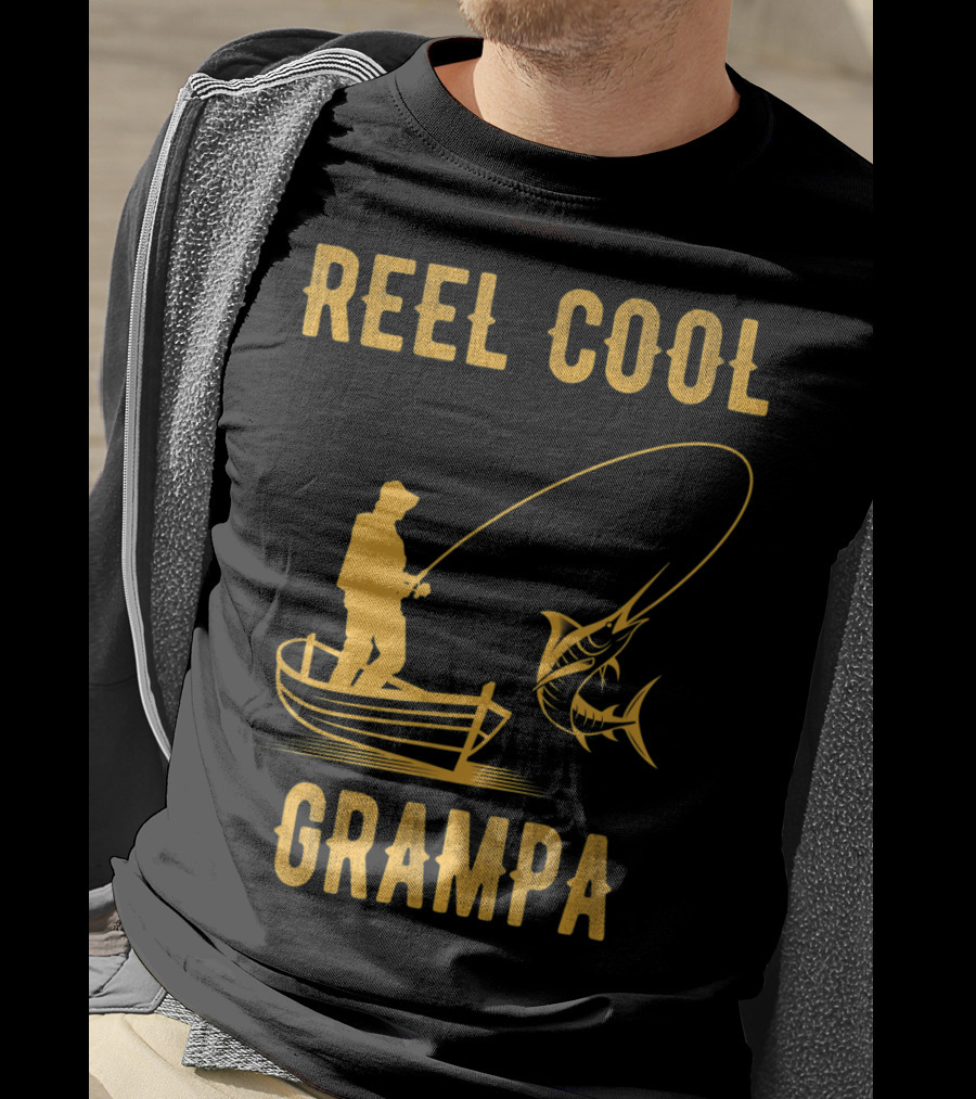 Reel Cool Grampa Fishing Boat And Catching Fish T-Shirt