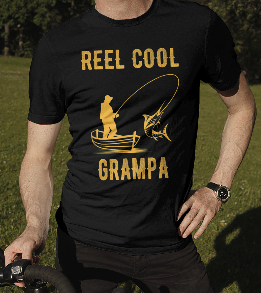 Reel Cool Grampa Fishing Boat And Catching Fish T-Shirt