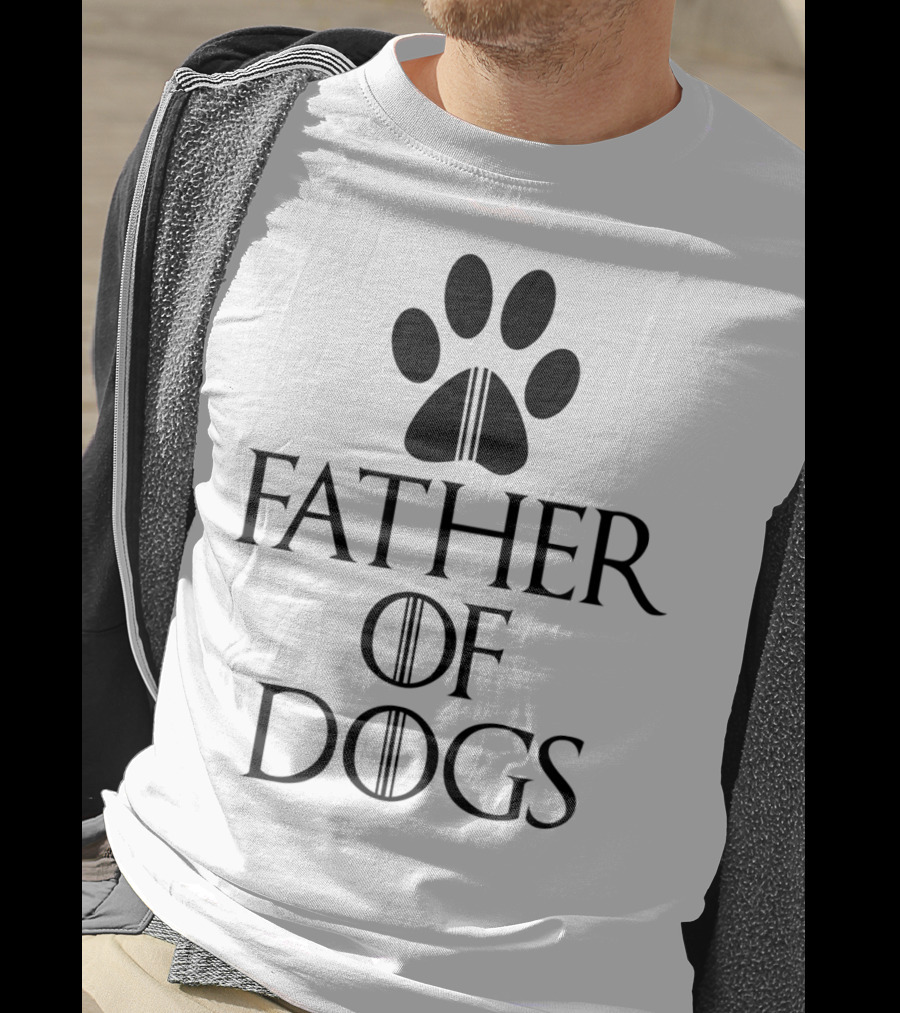Mens Funny Dad Father Of Dogs Paw Print Iconic T-Shirt