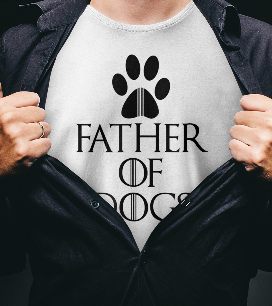 Mens Funny Dad Father Of Dogs Paw Print Iconic T-Shirt