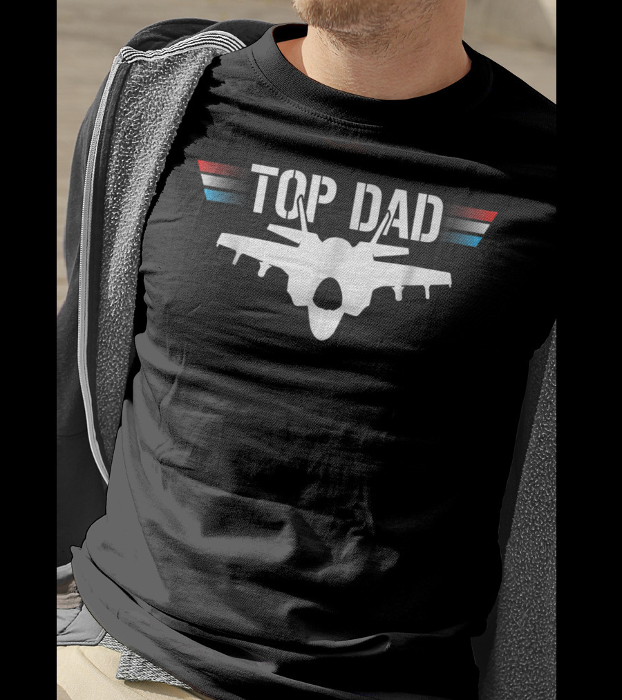 Top Dad Mens Jet Fighter Pilot Father Son T-Shirt