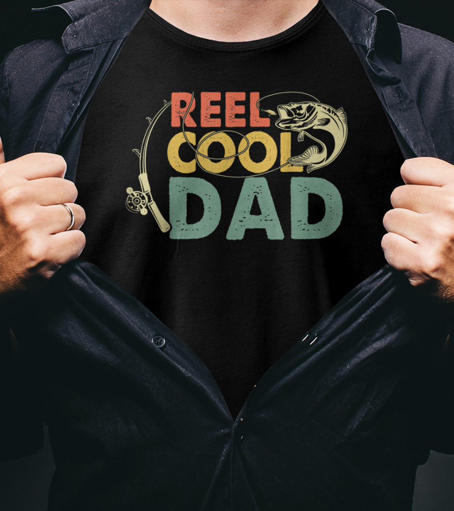 Reel Cool Dad Vintage Fishing Funny Mens Fat T-Shirt