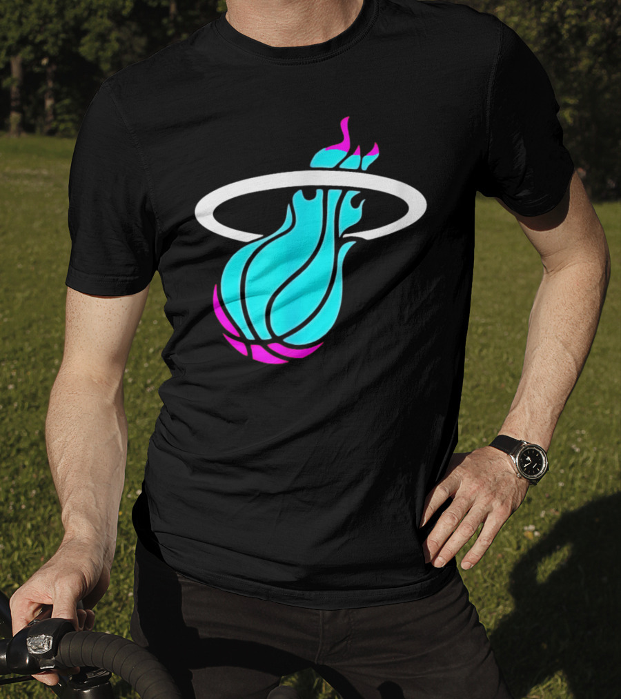 Miami Vices Heat Basketball Neon Flame T-Shirt