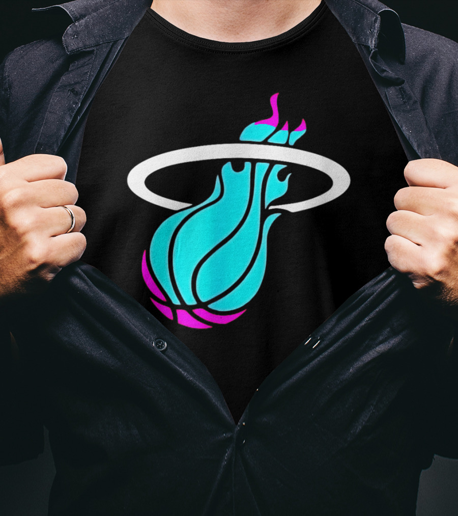 Miami Vices Heat Basketball Neon Flame T-Shirt