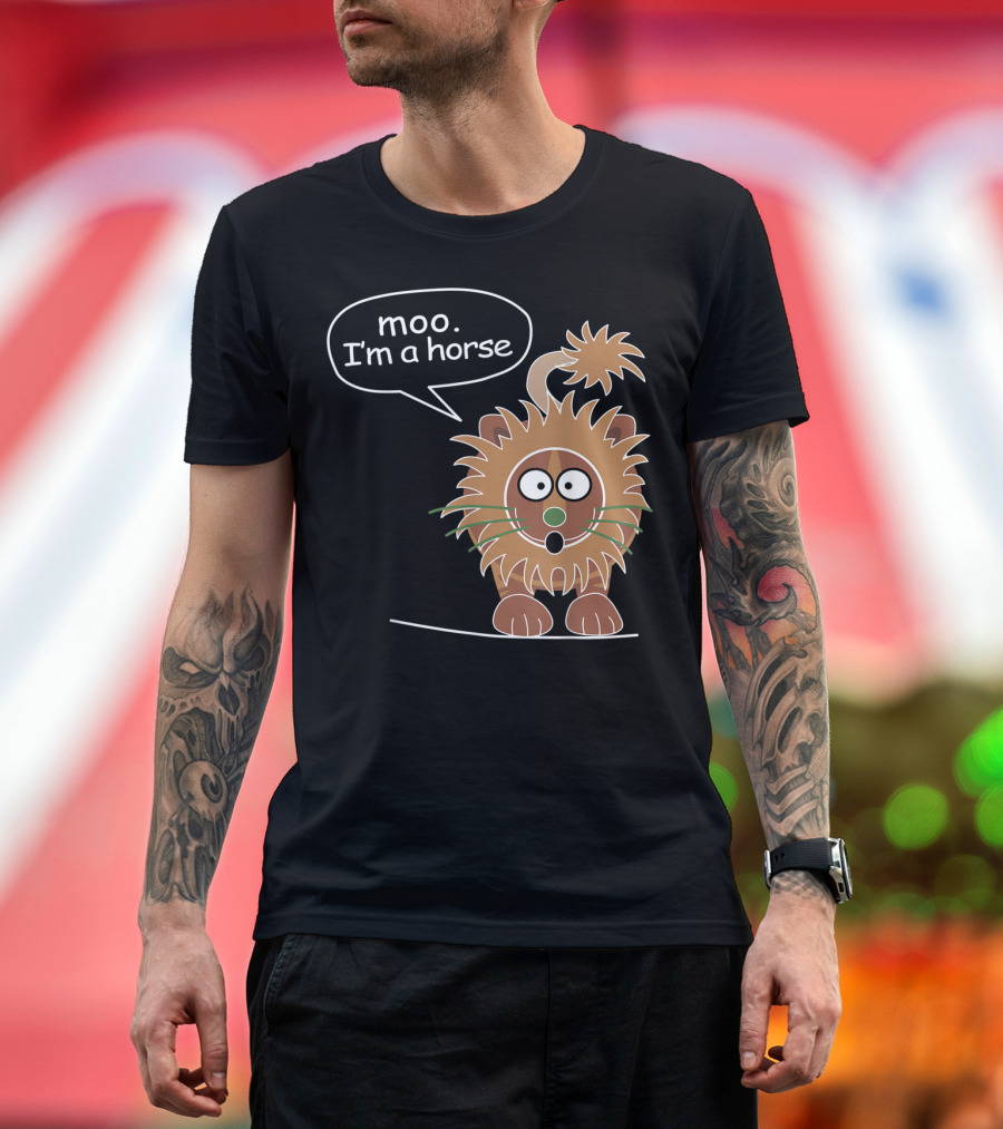 Moo I'm a Horse Cute Lion Illustration Sticker T-Shirt