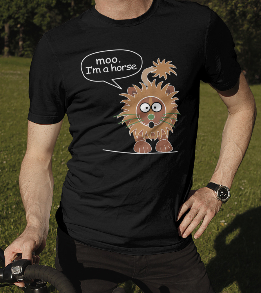 Moo I'm A Horse Cute Lion Illustration Sticker T-Shirt