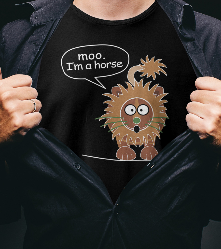 Moo I'm A Horse Cute Lion Illustration Sticker T-Shirt