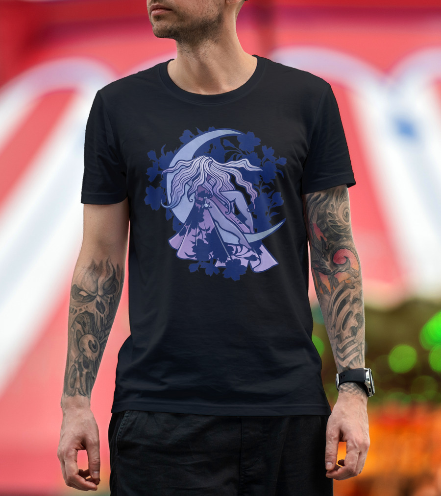 Moon Child Goddess Pagan Crescent Moon Floral T-Shirt