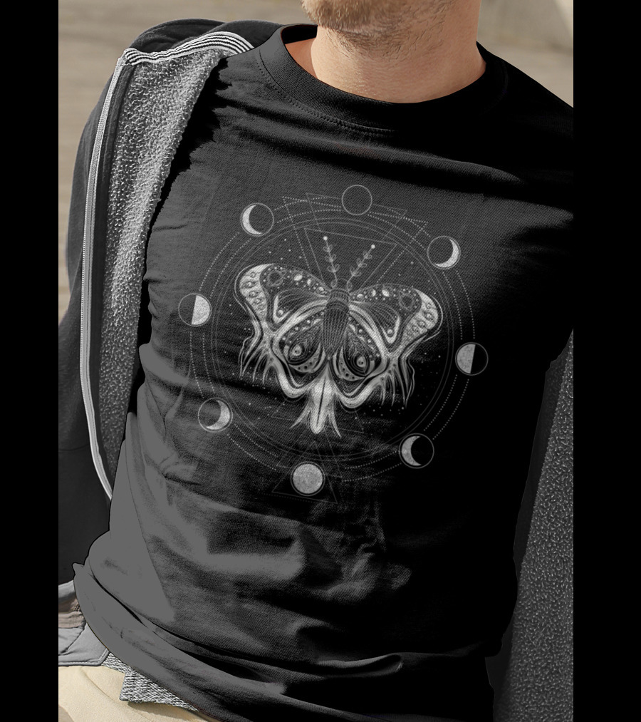 Moon Phases Moth Blackcraft Clothing Mystical T-Shirt