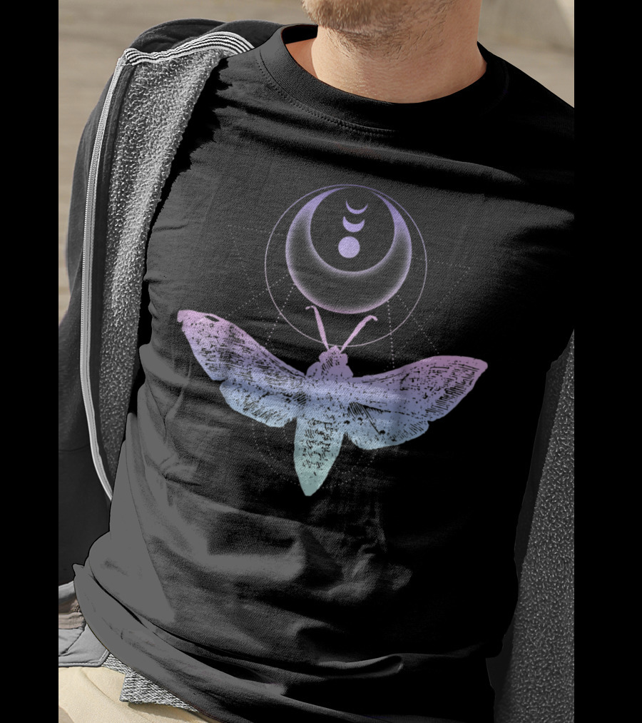 Pastel Goth Moth Crescent Moon Witchy Aesthetic T-Shirt