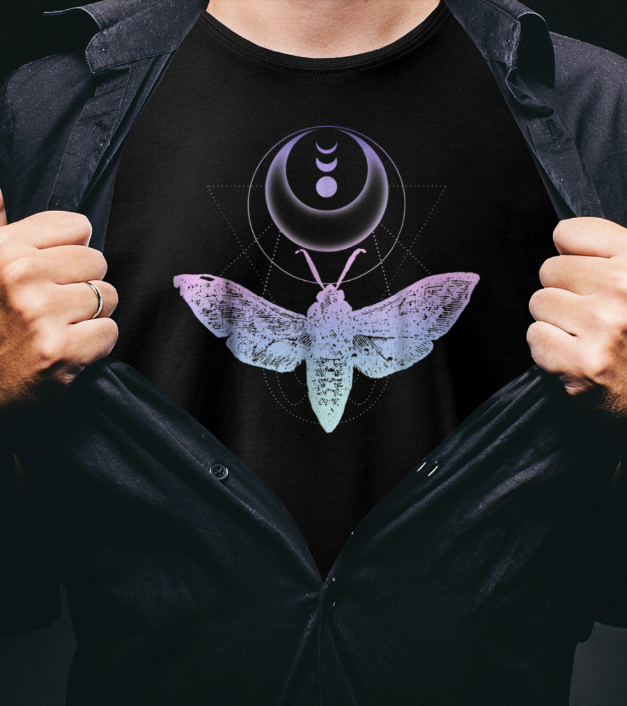 Pastel Goth Moth Crescent Moon Witchy Aesthetic T-Shirt