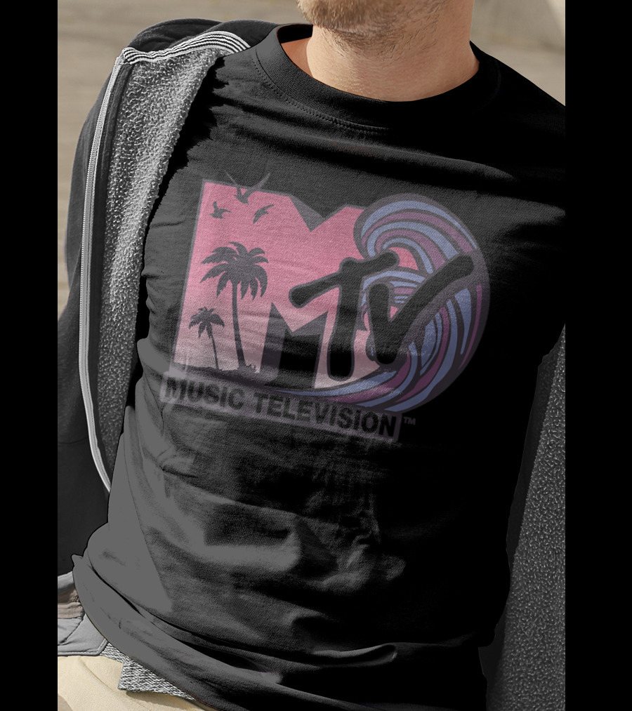 MTV Music Television Palm Trees And Waves T-Shirt