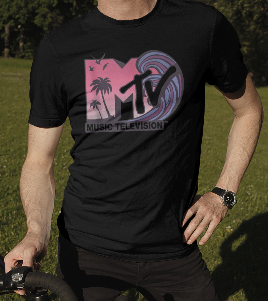 MTV Music Television Palm Trees And Waves T-Shirt