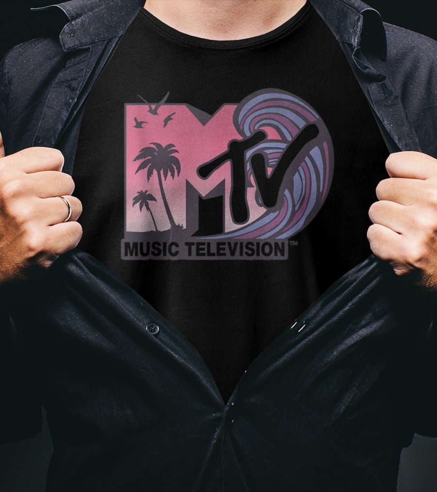 MTV Music Television Palm Trees And Waves T-Shirt