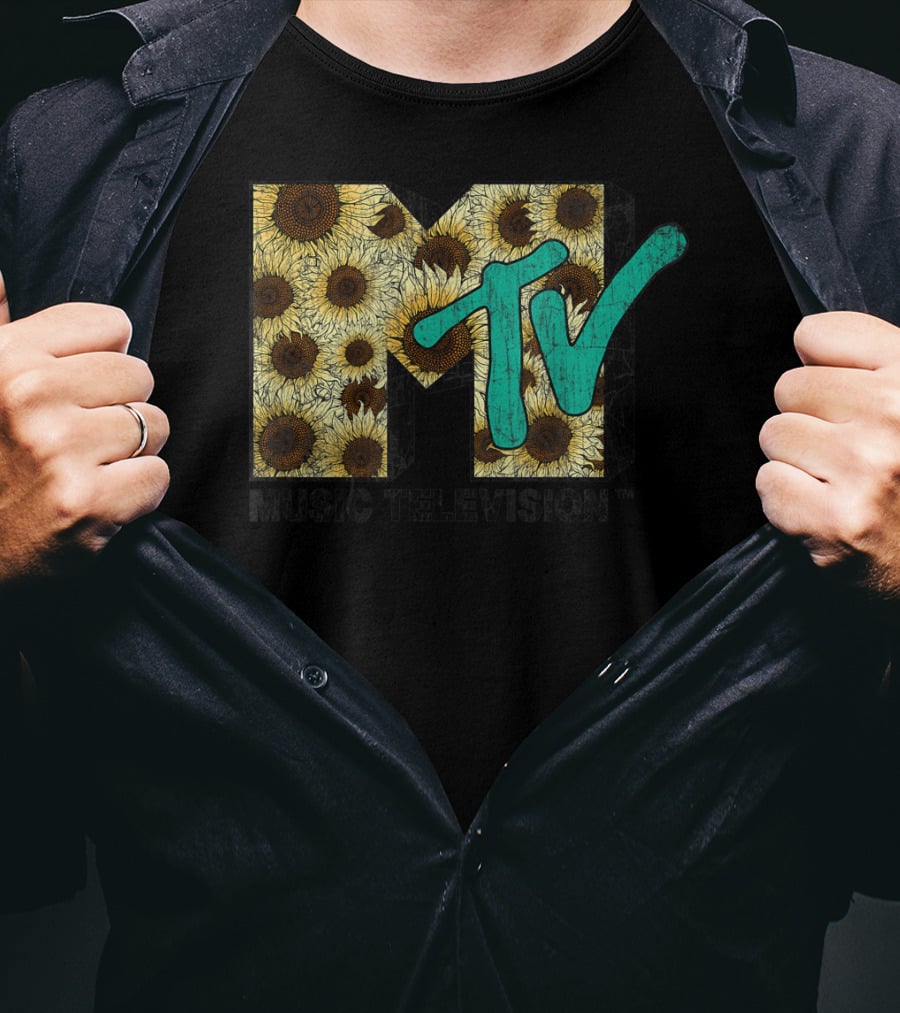 MTV Music Television Distressed Vintage Sunflower T-Shirt