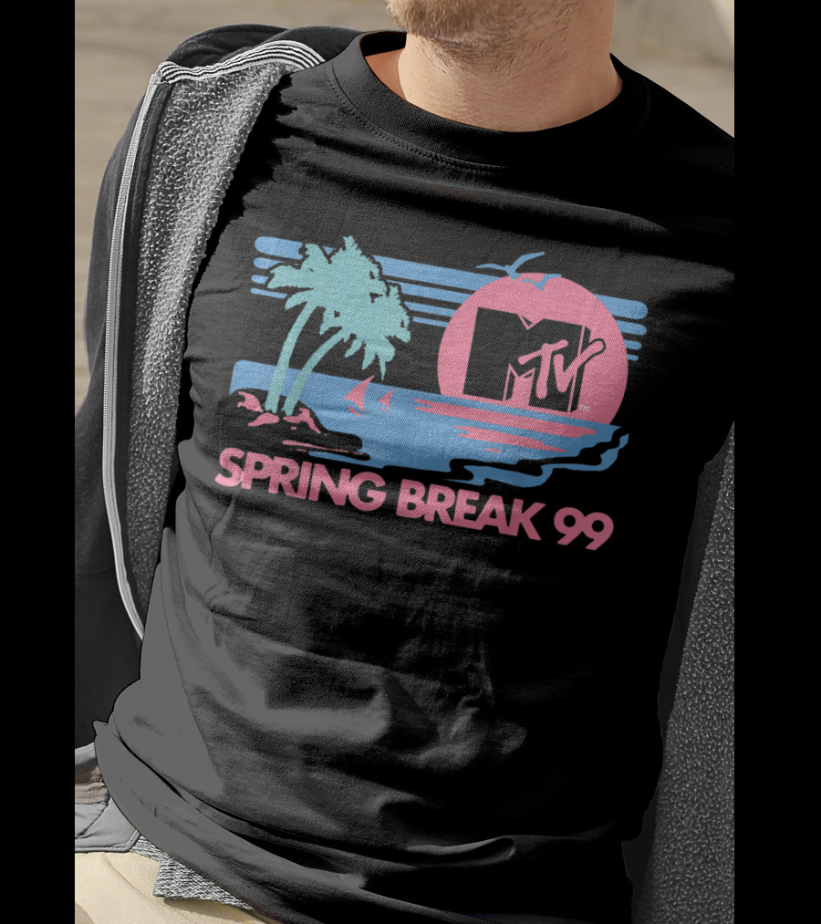 MTV Spring Break 99 Pastel Beach Palm Trees Sunset T-Shirt