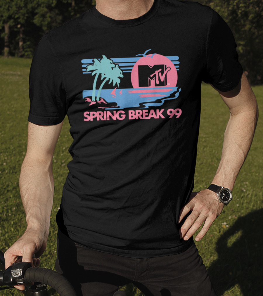 MTV Spring Break 99 Pastel Beach Palm Trees Sunset T-Shirt