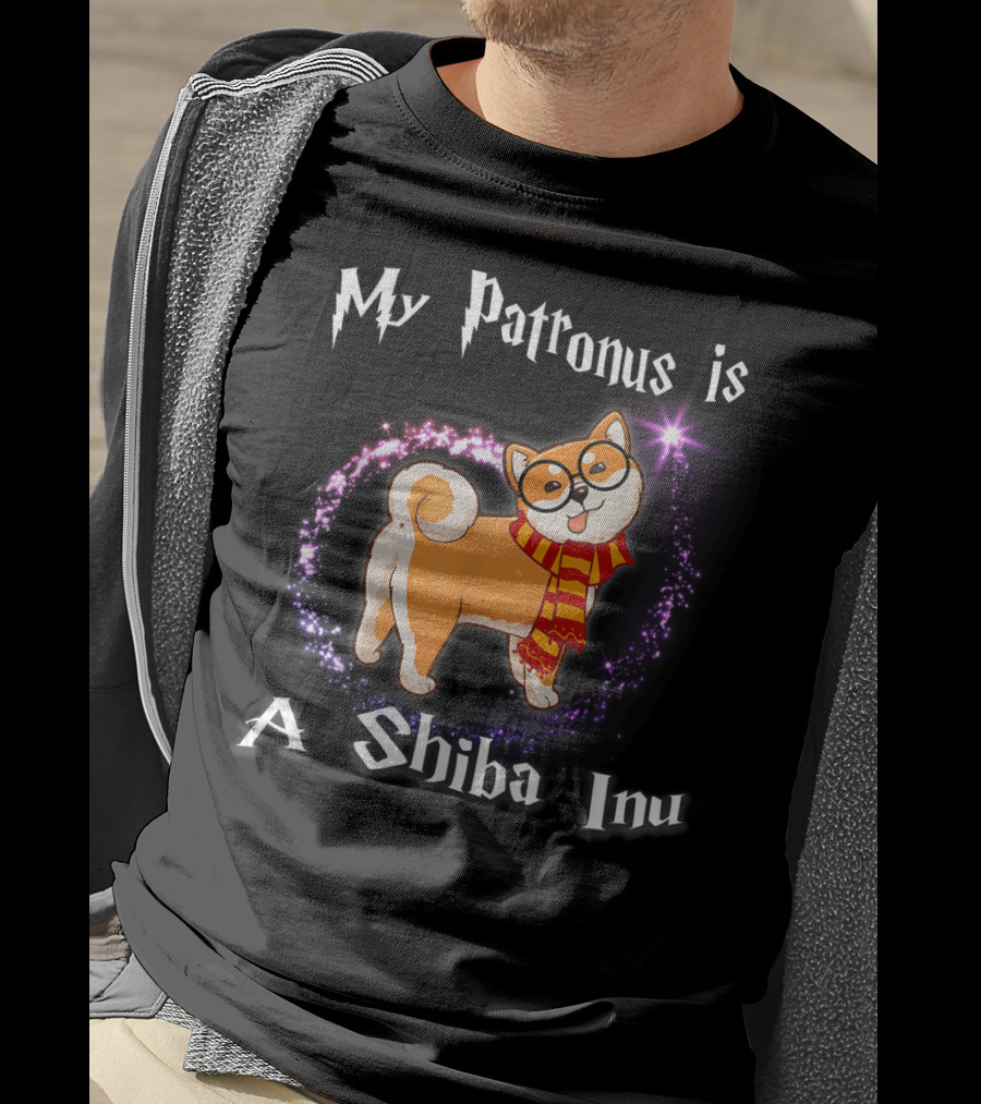 My Patronus Is A Shiba Inu Dog Lovers Magic Circle Scarf Glasses T-Shirt