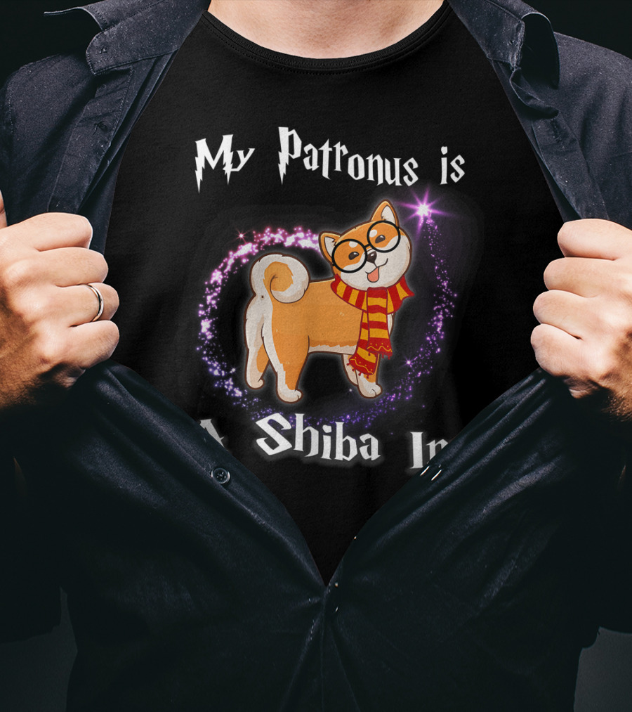 My Patronus Is A Shiba Inu Dog Lovers Magic Circle Scarf Glasses T-Shirt