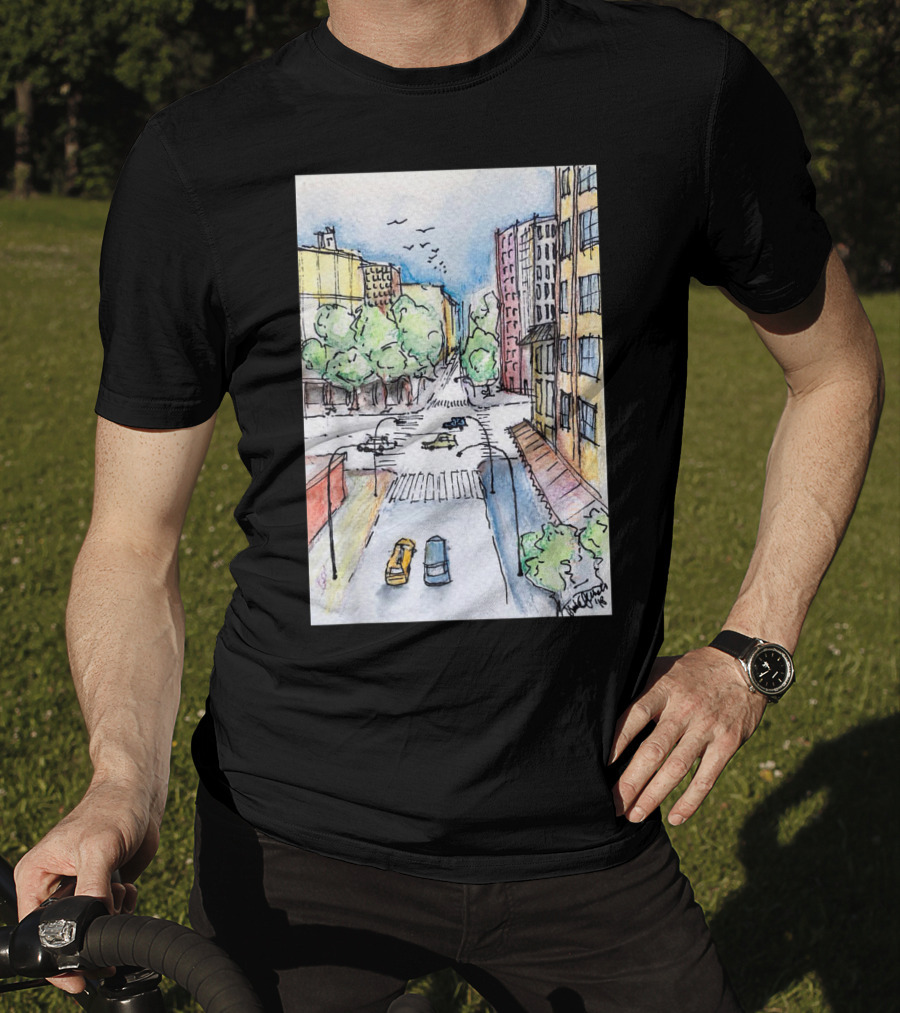 New York City Urban Street View From The Highline With Cars And Buildings T-Shirt