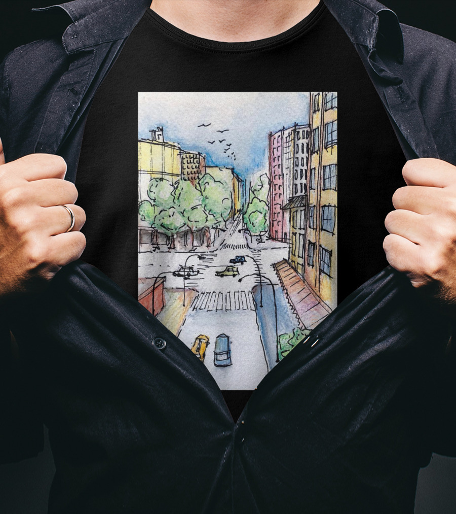 New York City Urban Street View From The Highline With Cars And Buildings T-Shirt