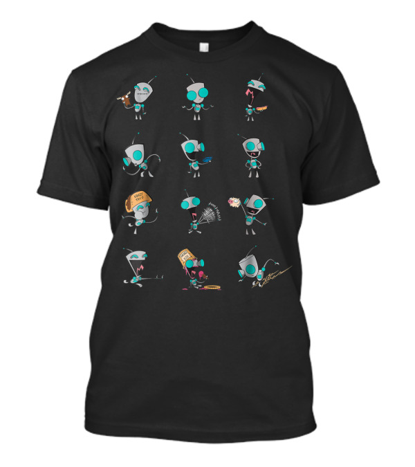 Nickelodeon Invader Zim Gir Expressive Poses With Tacos And Piggy T-Shirt