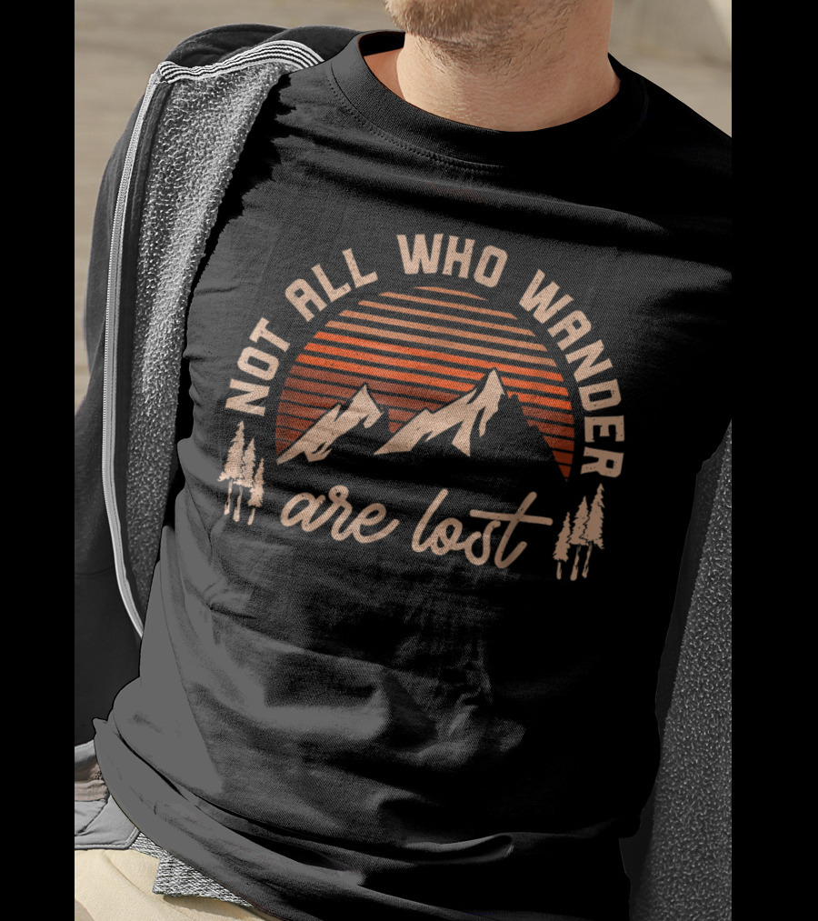 Not All Who Wander Are Lost Vintage Mountain Sunset T-Shirt