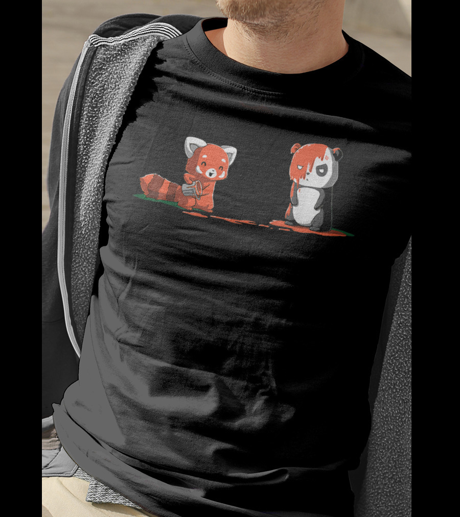 Panda Red Panda Cute I Love Pandabear Playful Paint Splash T-Shirt