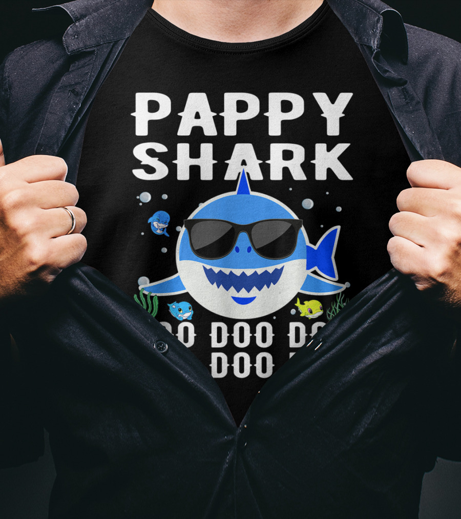 Pappy Shark Doo Doo Doo Doo Sunglasses Family Fun T-Shirt