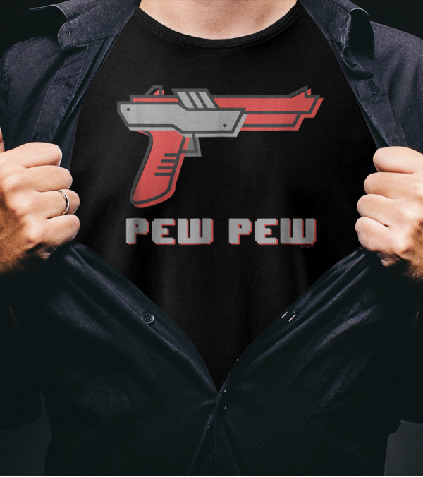Pew Pew Retro Gaming Gun T-Shirt