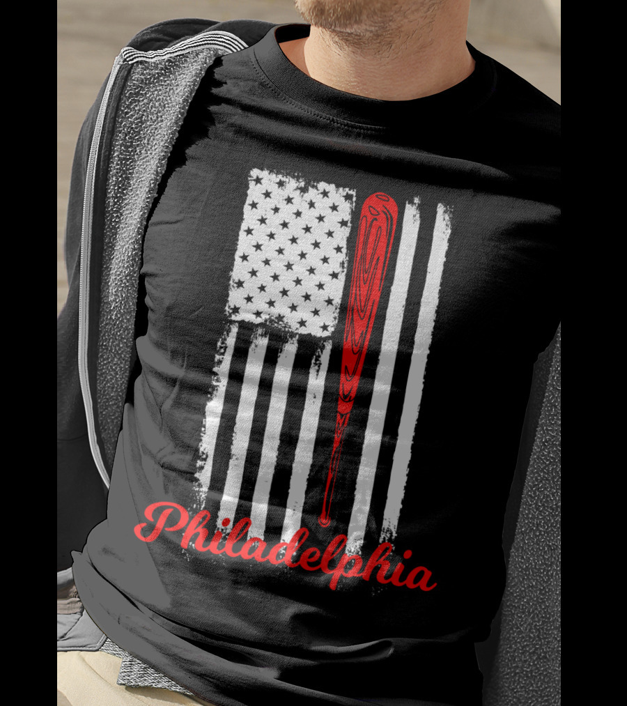 Philadelphia Baseball Flag American Bat T-Shirt