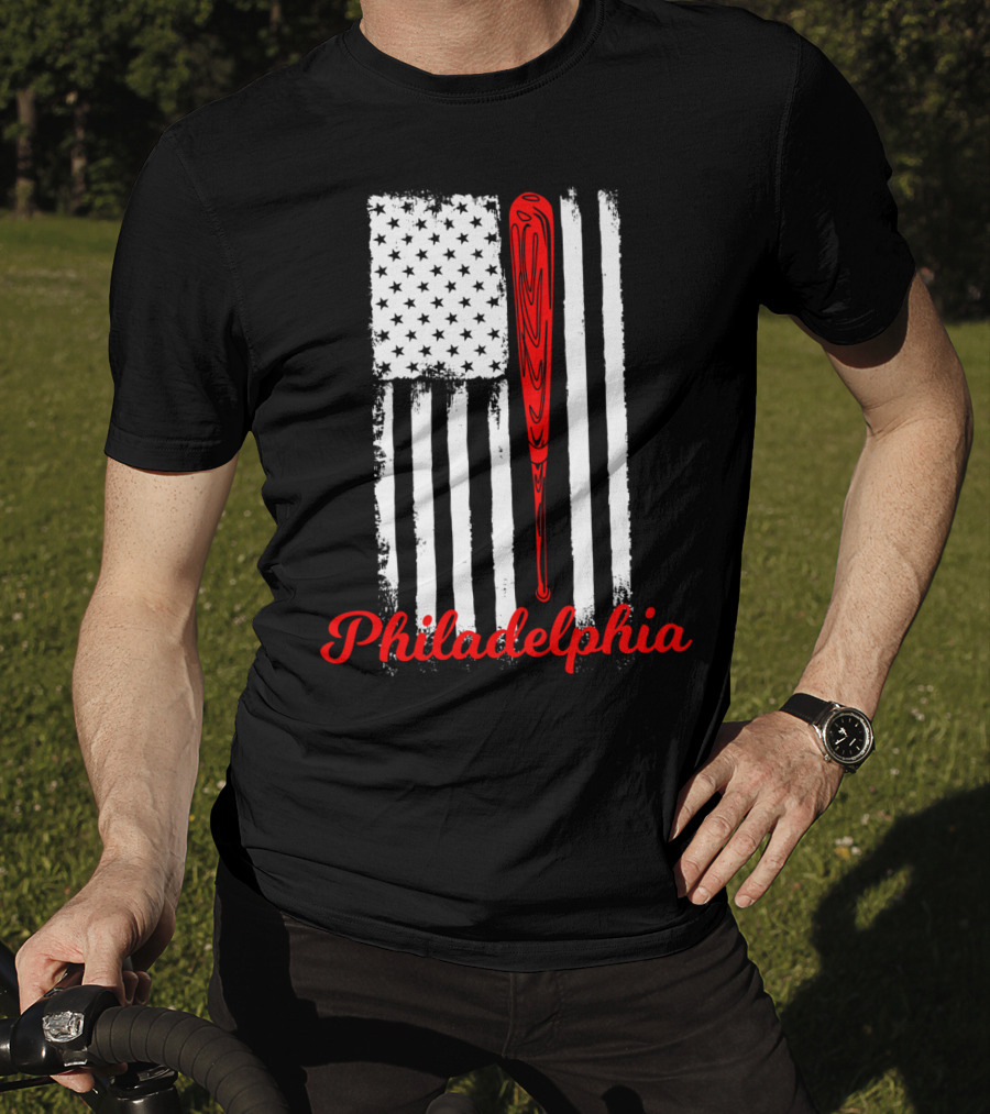 Philadelphia Baseball Flag American Bat T-Shirt