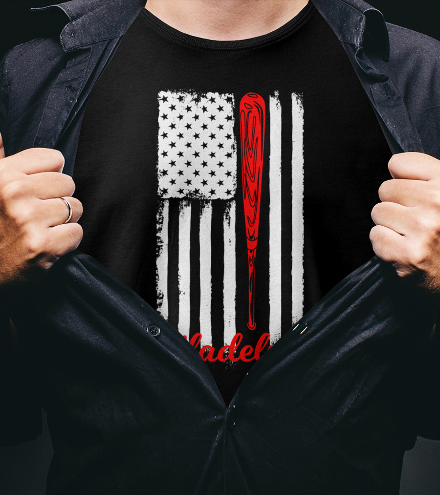 Philadelphia Baseball Flag American Bat T-Shirt