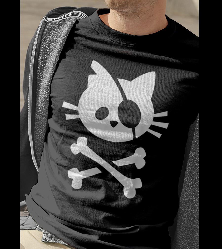 Pirate Cat Skull Crossbones T-Shirt