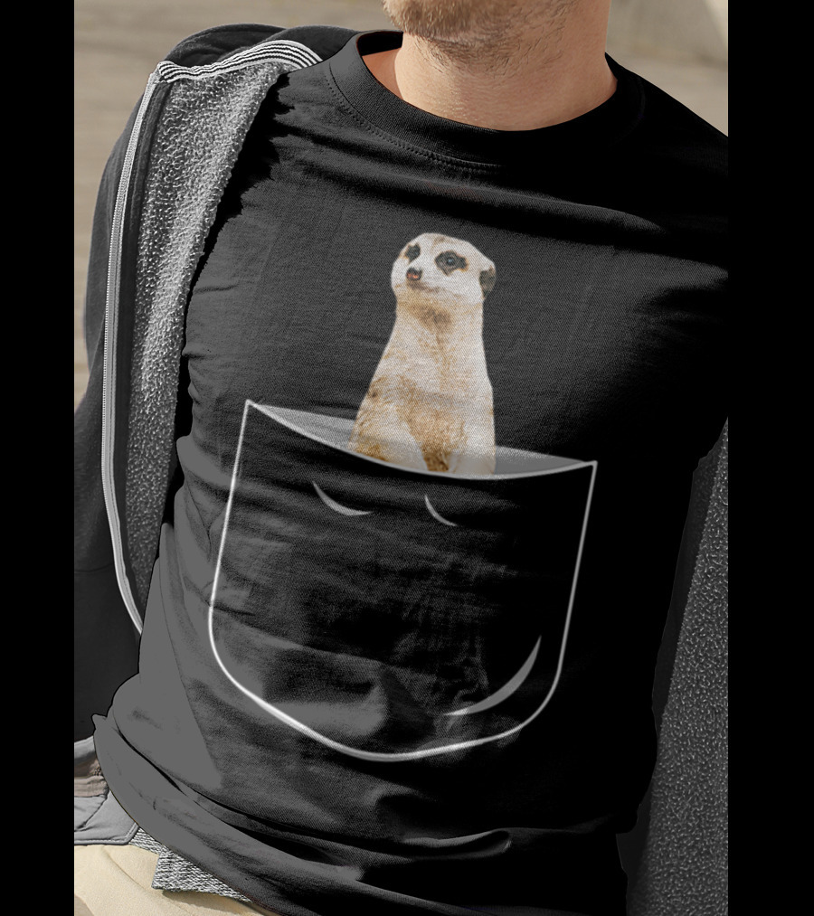 Pocket Meerkat Funny Meerkat In Pocket Standing Cute Wildlife Surrogate T-Shirt