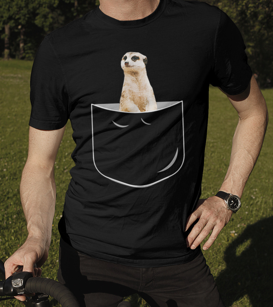 Pocket Meerkat Funny Meerkat In Pocket Standing Cute Wildlife Surrogate T-Shirt