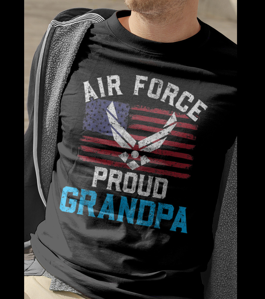 Proud Air Force Grandpa American Flag T-Shirt