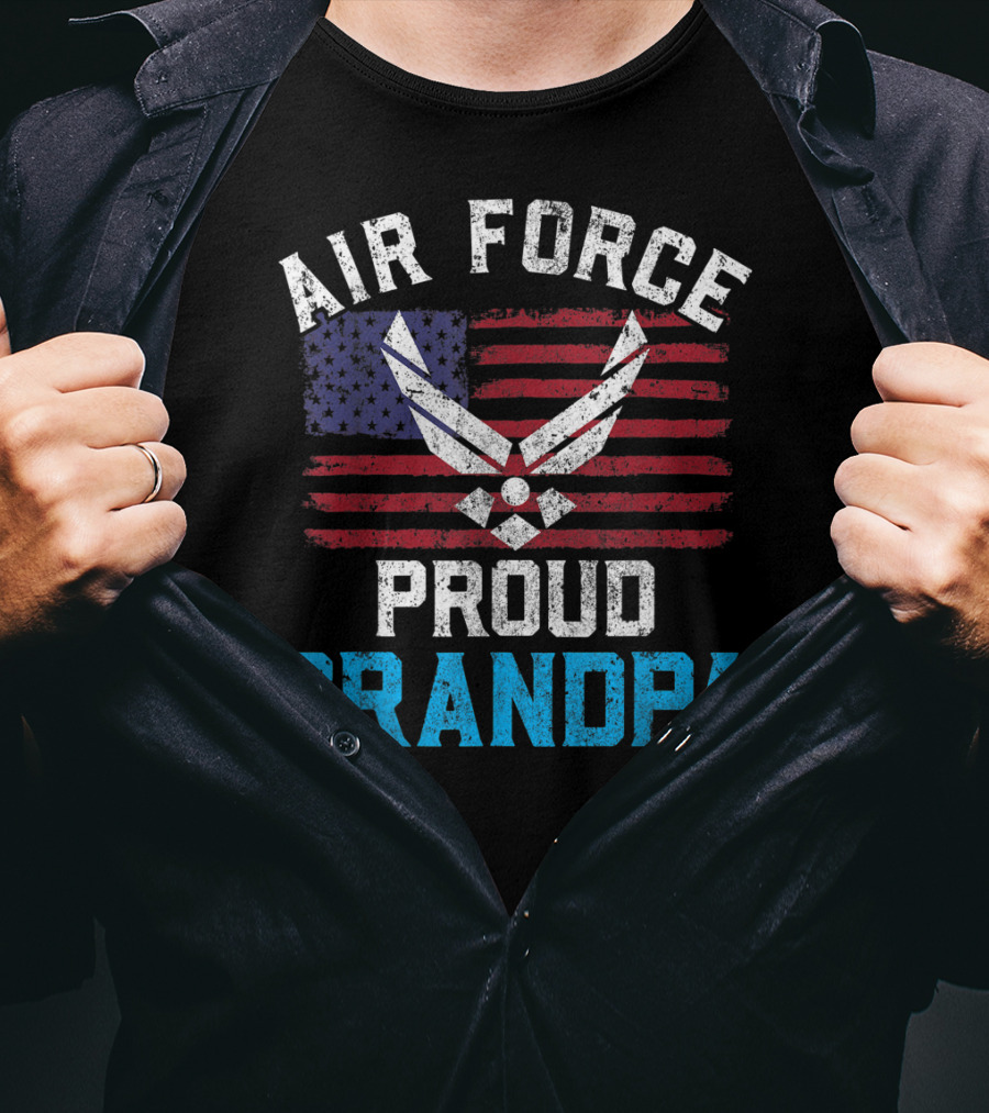 Proud Air Force Grandpa American Flag T-Shirt