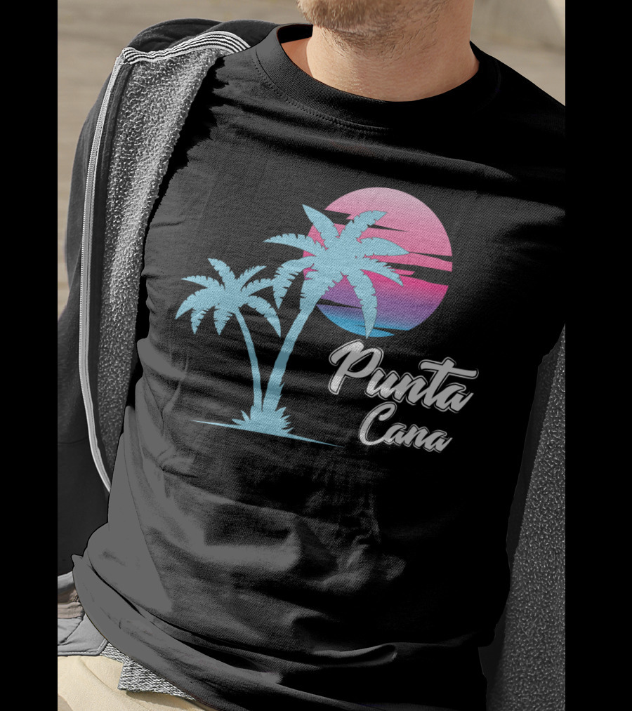 Punta Cana Cool Dainty Beach Lovers Sunset Palm Trees T-Shirt
