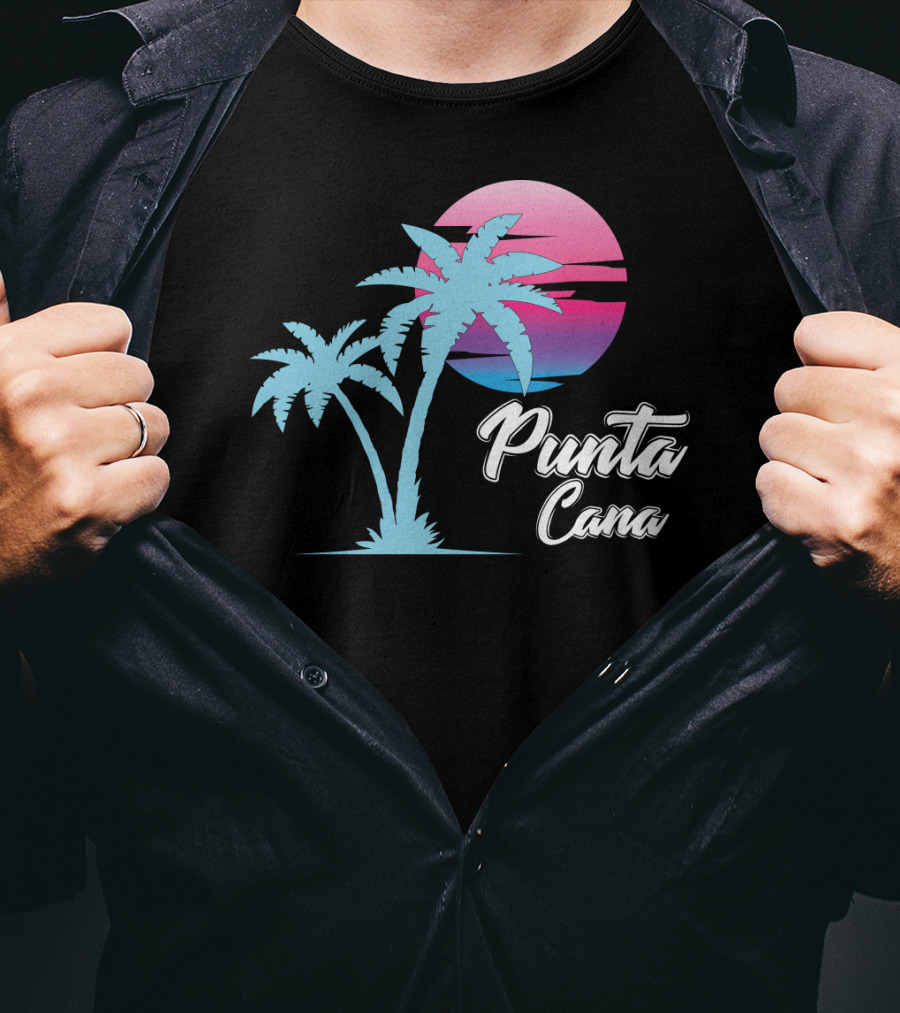 Punta Cana Cool Dainty Beach Lovers Sunset Palm Trees T-Shirt
